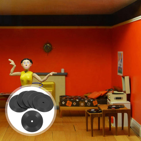 ABOOFAN 6pcs Miniature Records, 1:12 Scale Tiny Music Room Furniture Model for Doll House Accessory