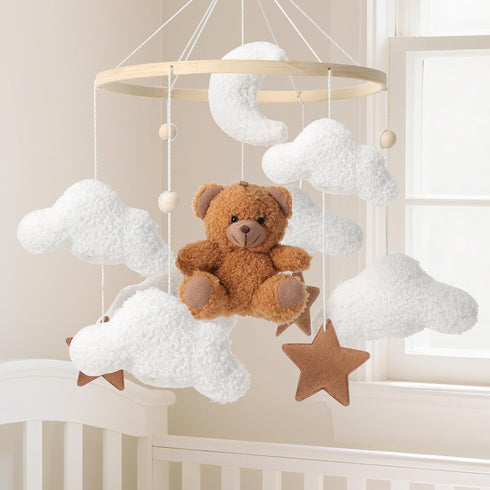 NICEMER Baby Mobile for Crib Teddy Bear Cloud Crib Mobile for Boys and