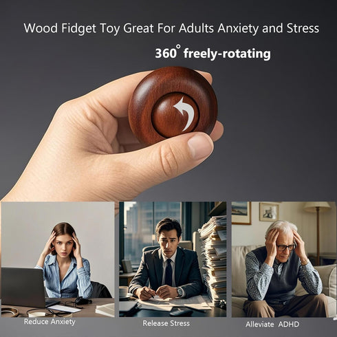 2pcs Silent Fidgets Toys for Adults ,Stress Relief Fidget Roller Wooden Quiet Fidget Toys for Men Women Office Anxiety