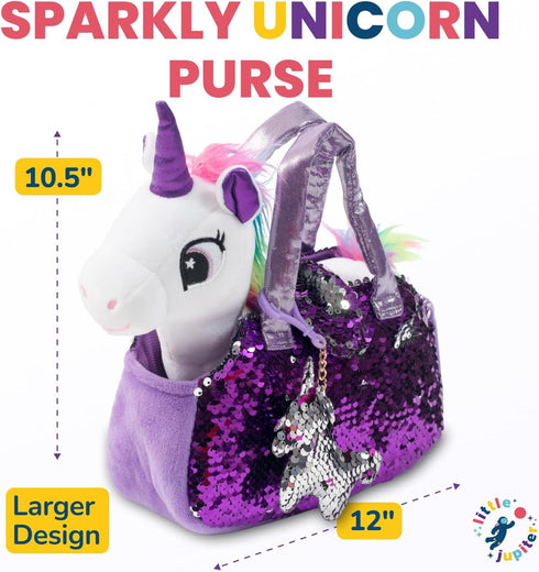 Set 4-5 6-7 Little Jupiter Plush Pet w/Purse - Stuffed Animals for Girls - Unicorn Plush - Stuffed Plushies - Gift