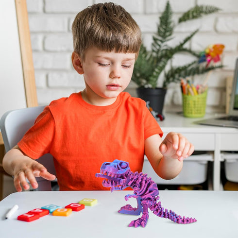FunisFun 3D Printed Dragon with Articulated Bones - 3D Printed Dinosaur Fidget Toy Decor for Stress Relief
