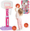Adjustable Toddler Basketball Hoop Indoor for Ages 1-3, Pink Mini Hoop with 3 Balls for Outdoor Poolside Gift