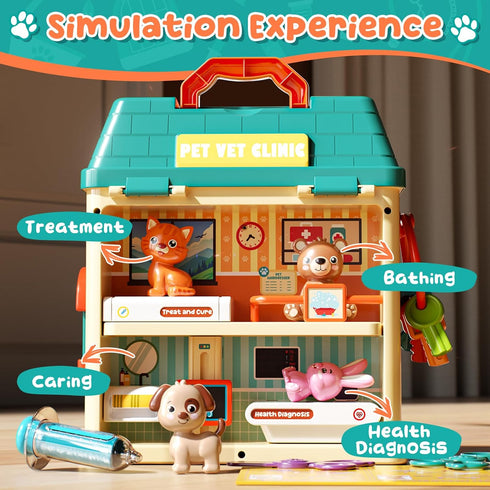 Playset 3-5, Playset 1-3 Lehoo Castle Veterinarian for Kids, Pet Vet Toys Doctor Kit for Toddlers Critter Clinic Toy