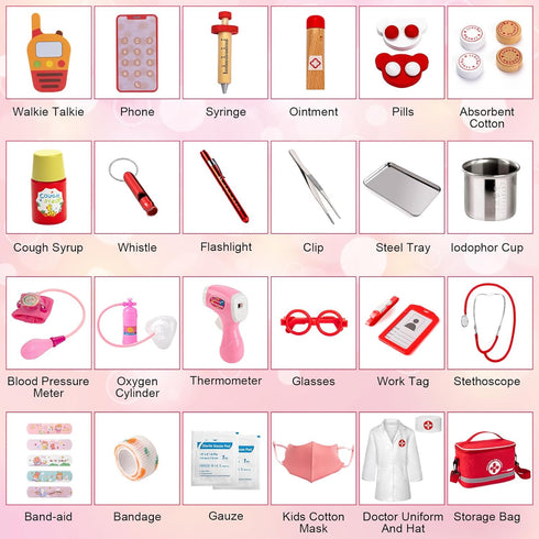 34 Playset 3-5 3+ Doctor Kit for Kids, Pcs Kids Doctor Kit for Toddlers with Medical Storage Bag & Real Stethoscope