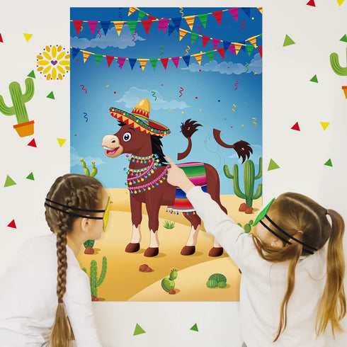 50 Hooqict Pin The Tail on The Donkey Party Games for Kids Birthday Party Supplies Decorations, Large Pin The Tail