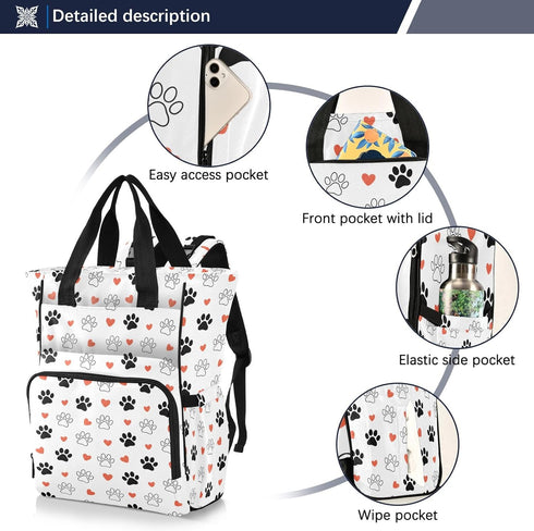 SUABO Backpack Footprints Love Baby Diaper Bag Large Bag Waterproof Travel Diaper Bags for Moms and Dads