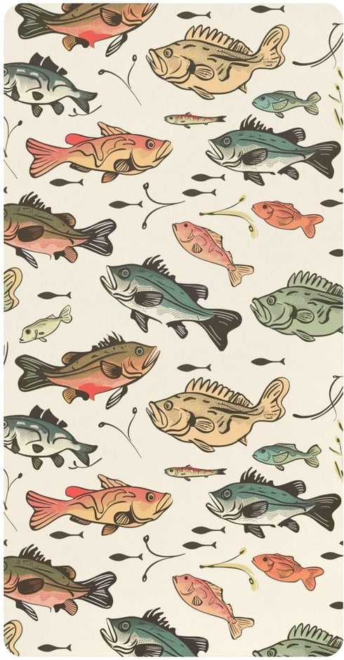 KICPOAY Vintage Bass Fishes Toddler Bed Crib Sheets Baby Crib Sheets Cover for