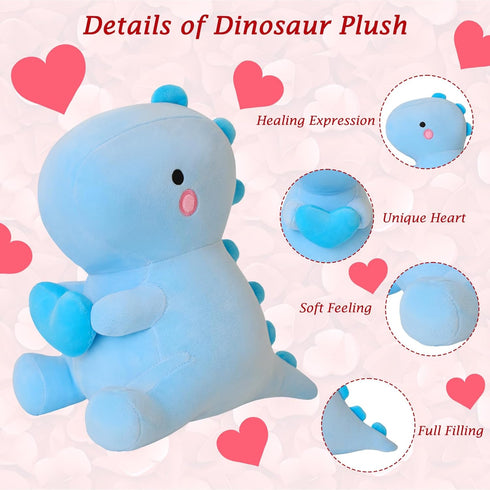 SQEQE Dinosaur Stuffed Animal - 12 Inch Loving Soft Dino Plush Toys with Heart for Valentine Day, Gift for Her