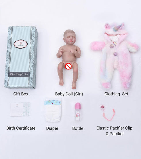 20 Inch 3+, Reborn Baby Dolls Real Baby Dolls That Look Real, Full Body Vinyl Girl Doll in Fantasy Horn Outfit