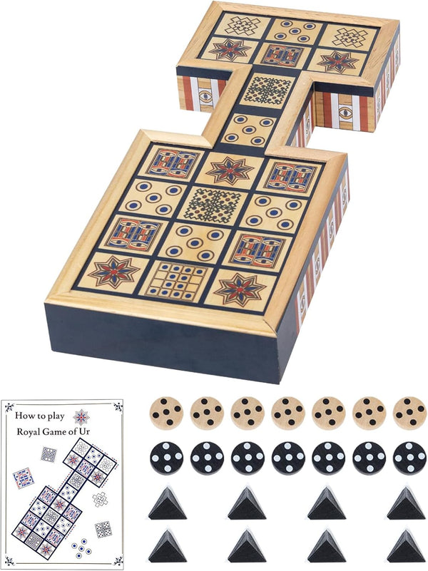 Wooden Royal Game of UR,Ancient Strategy Board Game for 2 Players,Beautifully Designed