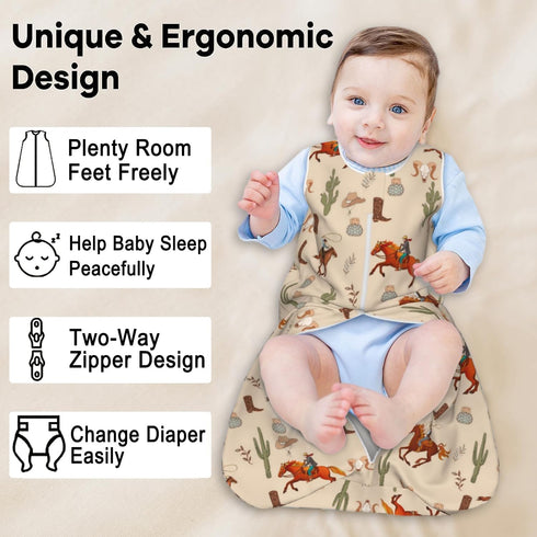Baby Wearable Blanket, Sleeping Bag Sack, Unisex Baby Stuff, Western, 6-12 Months