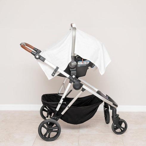 100% Car Seat Cover for Baby Boy Breathable, Certified Organic Cotton, Premium Muslin Car Seat Canopy - Infant Car Seat