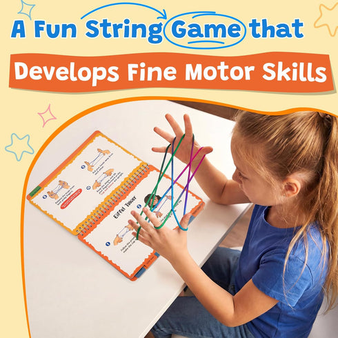 8 9 10 11 12 6-12 Kasfalci String Game Book Kit - Gifts for Year Old Girl - Classic Finger String Figures Toy - Travel
