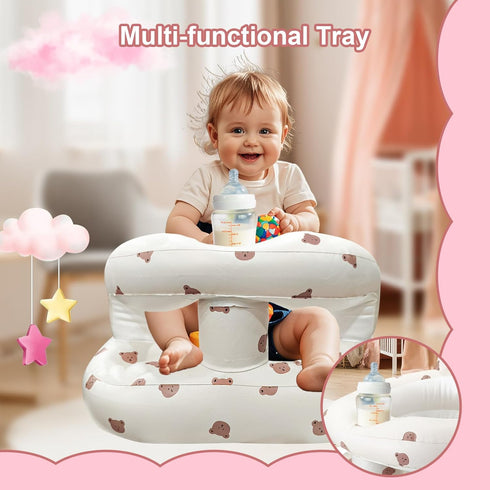 3-36 Inflatable Baby Seat for Babies Months, Baby Chair with Fence & Built in Air Pump, Blow Up Floor Baby Seat