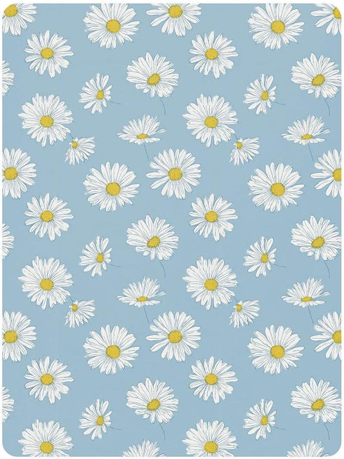 decor gift 1 Pack Denmark Oxeye Daisy Powder Blue Crib Sheets for Baby Boys Girls Cotton Baby Playard Sheet Comfy