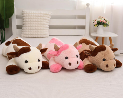 25.6 inch 5 lbs YESGIRL Cow Weighted Stuffed Animals, Large Weighted Plush Animal, Cute Plush Toy Pillow, Soft Kawaii