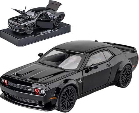 1/32 Dodge Challenger Hellcat Alloy Toy Car Model with Light and Sound, Pull Back Collectible Model Cars for Boys 3+