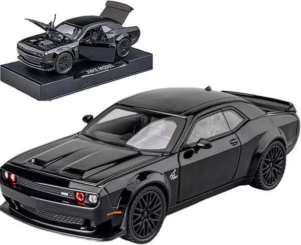 1/32 Dodge Challenger Hellcat Alloy Toy Car Model with Light and Sound, Pull Back Collectible Model Cars for Boys 3+