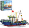Fishing Boat Building Blocks Sets, 582 PCS City Marine Theme Model Kit for Ocean Exploration and Sea Fishing Lovers
