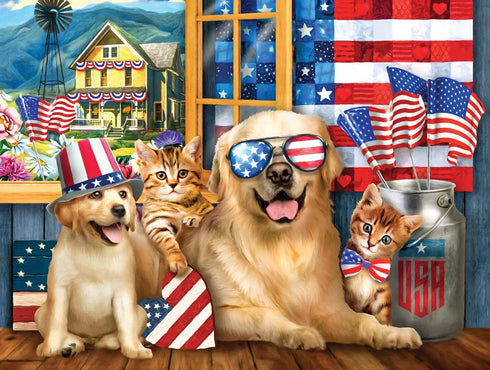SUNSOUT INC 300 pc Jigsaw Puzzle by Artist Tom Wood - Born in The U.S.A. - Finished Size 18" x 24"