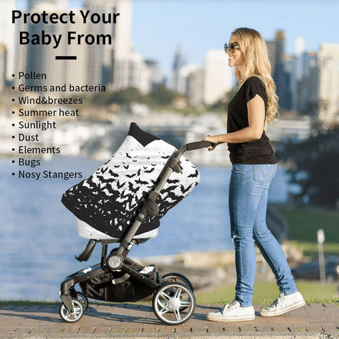 Schgap Halloween Bats Car Seat Cover for Baby Nursing Cover Breastfeeding Baby Carrier Cover Stretchy Carseat Canopy