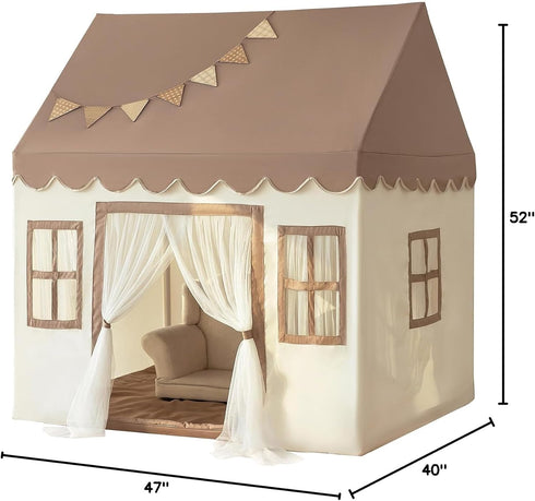 Kids Play Tent with Padded Mat, Large Playhouse for Kids Play House Indoor Castle Bed Tent for Toddler, Kid Toys
