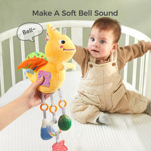 TUMAMA Dinosaur Hanging Rattle Toy, Car Seat Stroller Mobile for Boys Girls Newborn Infants 3-12 Months