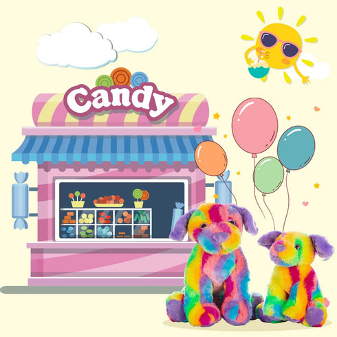 Rainbow Puppy Stuffed Animal Dog Toy, Cute Colorful Plush Toy for Kids, Stuffed Animal for Boys and Girls