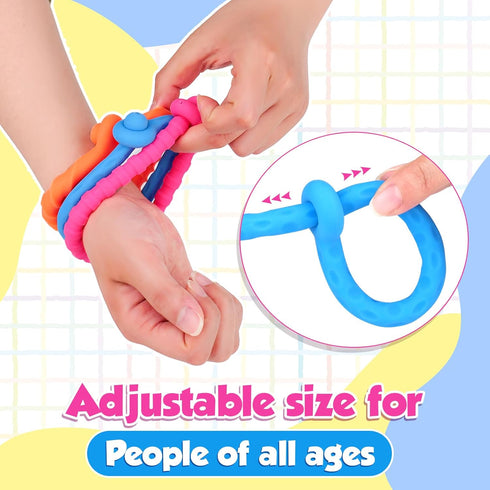 6 Pack Sensory Toys Fidget Stretchy Strings: Fidget Toys Bracelet for Kids Calming - Adjustable Sensory Bracelet