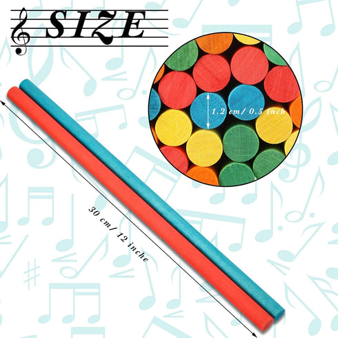 Yookeer 30 Pcs Rhythm Sticks for Kids, 5 Colors Wooden Lummi Music Toys for Classroom Play Learning