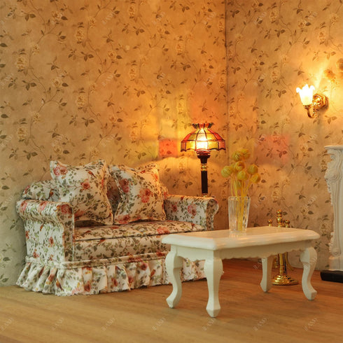 1/12 iLAND Scale Accessories of Dollhouse Lights, Classic Miniature Lamp w/Plug for Dollhouse Decoration, Mosaic