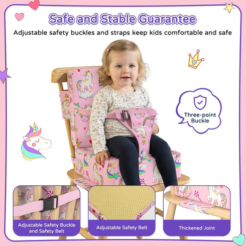 Vahlbeste 4 Booster Seat for Kitchen Chair with Backrest & Adjustable Straps, TPU Waterproof & Anti-Scratch Toddler