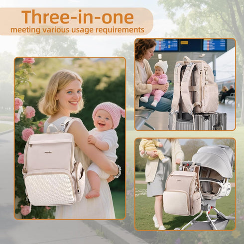 vosmles Backpack Backpack Stylish Baby Diaper Bag, Baby Bag with Changing Pad, Pacifier Case& Stroller Straps, Large