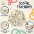 6-72 ARI MES Waterproof Long Sleeve Baby Bib for Eating-Dinosaur Pattern, Small-Toddler Smock with Catch-All Pocket