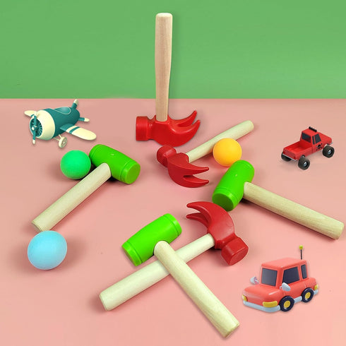 AIHSUMC 10 Hammer 100 Hammer Hammers Pcs Kids Wooden Toy with Pcs Colorful Wood Golf Tees, Small Plastic Simulation