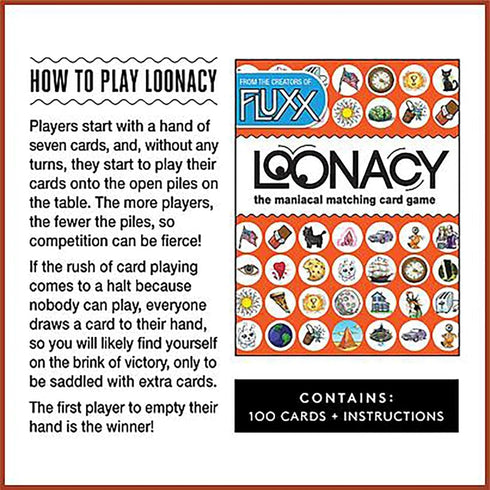 Loonacy Card Game, Maniacal Matching for 2-5 Players