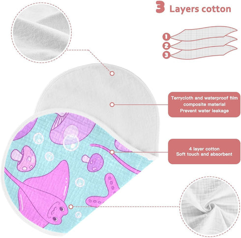 tplaotee 22x11in Ocean Animal starfishes Purple Pink Cotton Baby burping Cloths Easy Care Baby wash Cloth for Unisex
