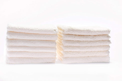 Kyapoo Baby Washcloths 12 Pack, 12x12 Inches Microfiber Coral Fleece for Newborns, Infants, and Toddlers - White