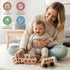 1-3, Set Wooden Cars for Toddlers Wooden Vehicles Baby Cars with Bus, Airplane and Boat, Montessori Rattle Toys