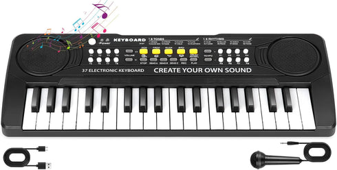 37 Key Upgrade Piano Keyboard for Kids - Musical Toys for 3-6 Year Old Girls, Electronic Piano with Microphone for