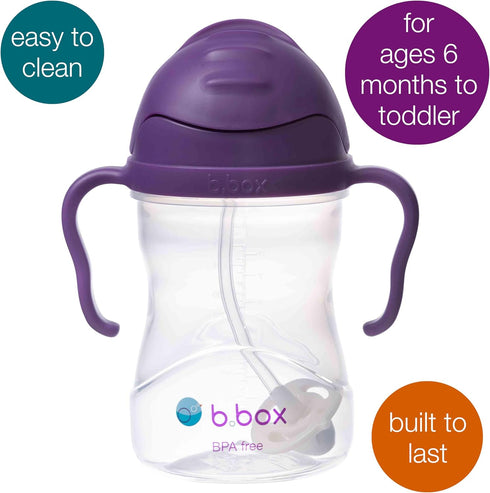 b.box Sippy Cup with Weighted Straw, Leak Proof, Spill Proof, Easy Grip for Babies 6m+ to Toddlers (Lemon, 8oz)