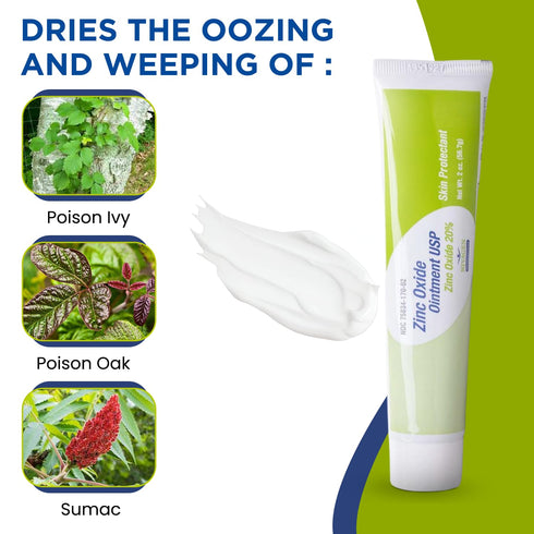 20% 2oz Nivagen Zinc Oxide Ointment USP | For Diaper Rash, Chafed Skin, Protects From Wetness, Relief From Poison Ivy