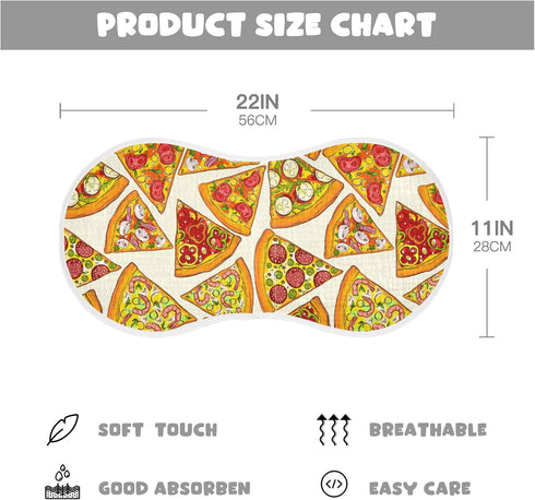 Pizza Slice With Fruit Vegetable Muslin Burp Cloths for Baby 1 Pack Soft 100% Cotton Baby Washcloths Bibs for Boy Girl by YYZZH