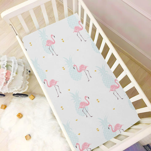 CaTaKu Crib,27"x 39" Baby Crib Sheets Cute Pineapple Flamingo Hawaii Mini Crib Sheets Fitted for Girls Boys,Neutral