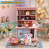 Set 40 1/12 Vintage Springtime Hutch - Pcs Dollhouse Miniatures Scale Accessories, Wooden Bookshelf with Books