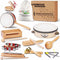 LOOIKOOS Toddler Musical Instruments, Natural Wooden Percussion Toy Set for Kids with Storage Bag