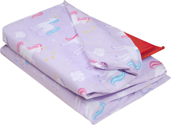 Wildkin Kids Cotton Nap Mat Cover - Unicorn, Soft Sewn-in Flap, Durable, Fits 1.5" Vinyl Sleep Mats
