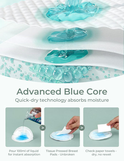 Momcozy 3D 80 Count Bamboo Disposable Nursing Pads, Advanced Blue Core for Ultra-Absorbent, Leakproof & Design