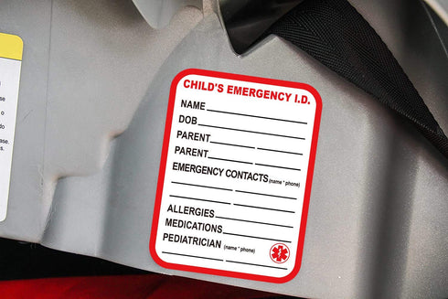 (8 Pack) Remarkable Infant I.C.E. (in Case of Emergency) Car Seat Sticker Safety Information - Child Emergency Contact