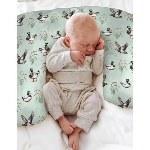 Vintage Mallard Ducks Baby Nursing Pillow Covers for Boy Girl Hunting Duck Green Leaves Nursing Slipcovers
